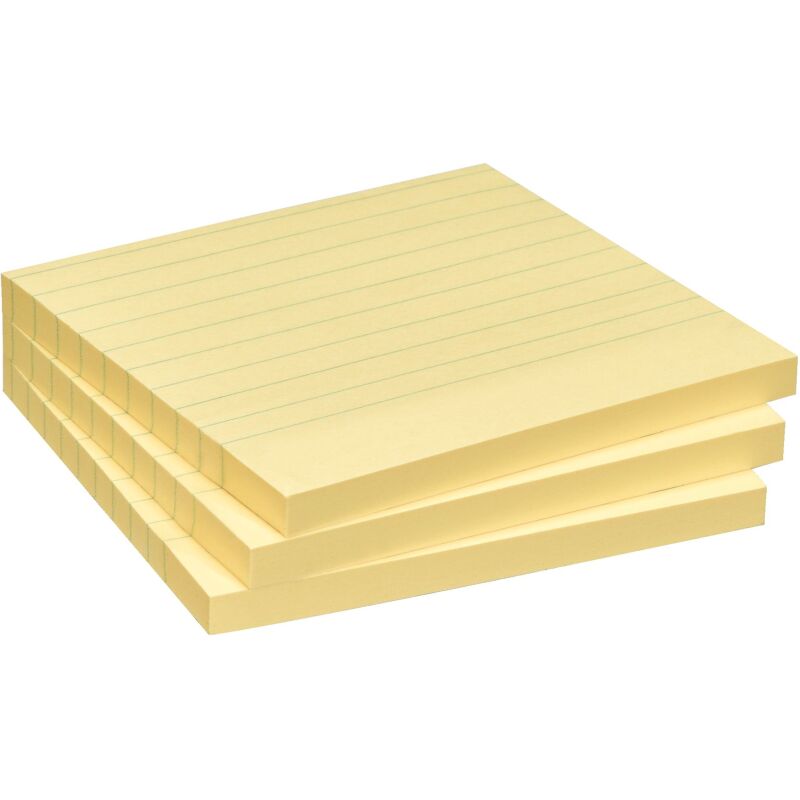 Notes lignées repositionnables couleurs jaune Super Sticky Post-it 101 x 101 mm - bloc de 70 feuilles
