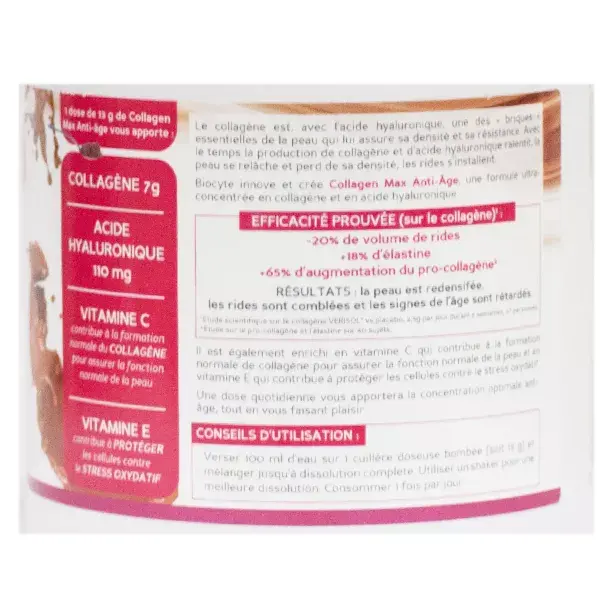 Biocyte Collagen Max Cacao Anti-Age Collagène & Acide Hyaluronique 260g