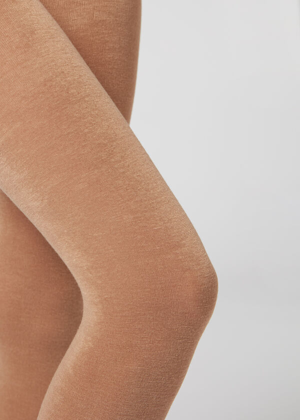 Meias-calças em mistura macia de modal e cashmere