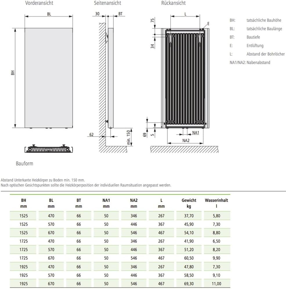 Kermi Rubeo Designheizkörper 67 x 173 cm, weiß RAL 9016, PSS211700702XXK