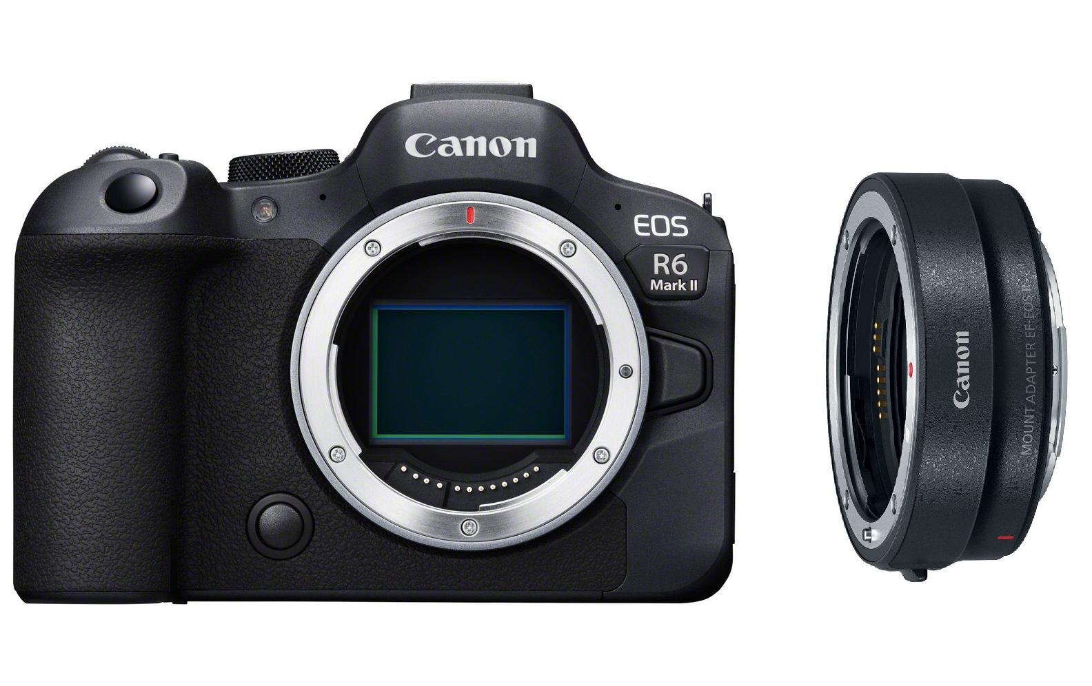 Fotokamera EOS R6 Mark II Body Objektiv-Adapter EF-EOS R Kit<br>Extrem schnelle und leise Vollformatkamera mit professionellen Funktionen für Filmproduktionen + Objektiv-Adapter EF-EOS R