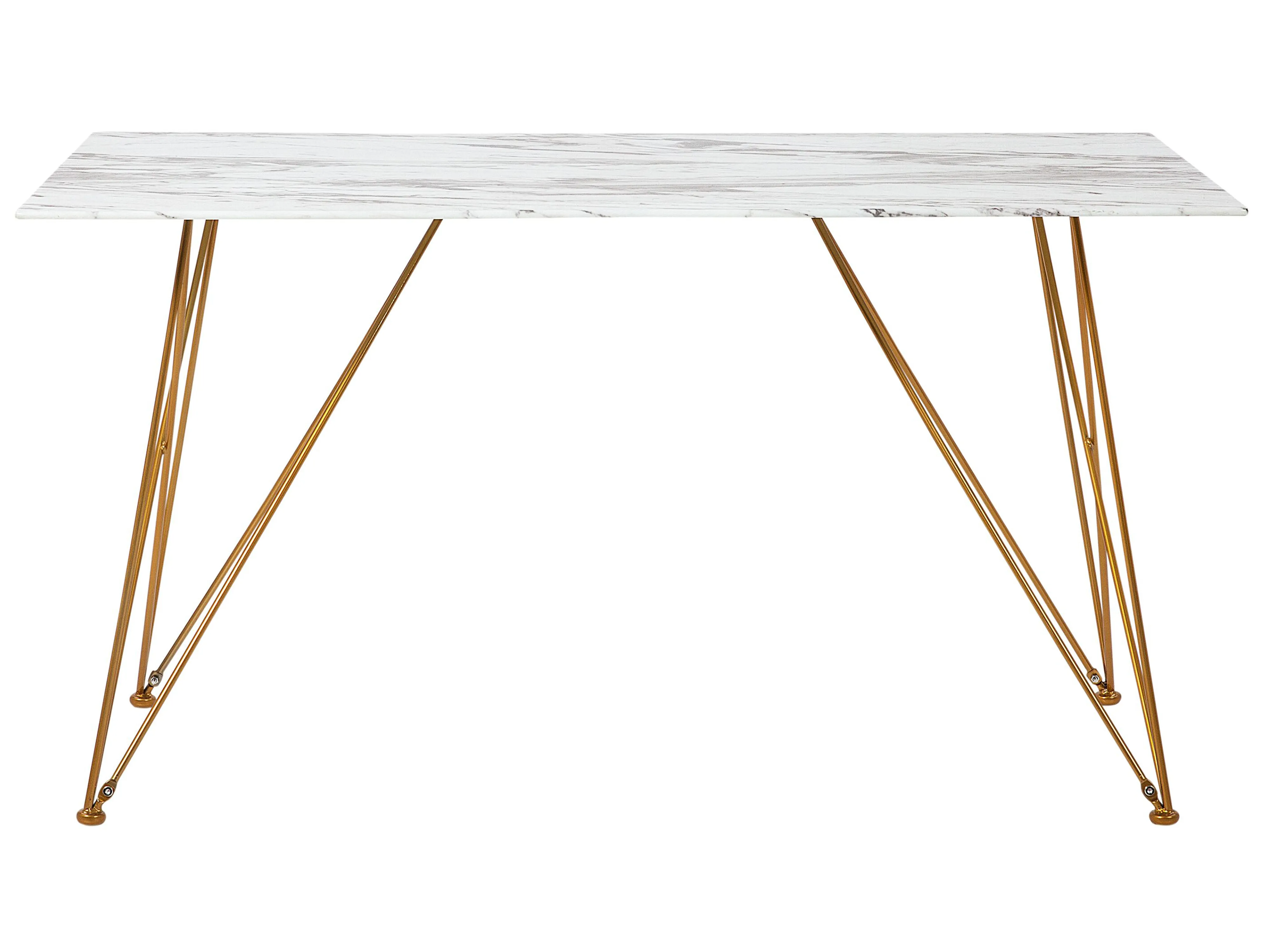 Eettafel KENTON Wit marmer 80 cm Veiligheidsglas 140 cm
