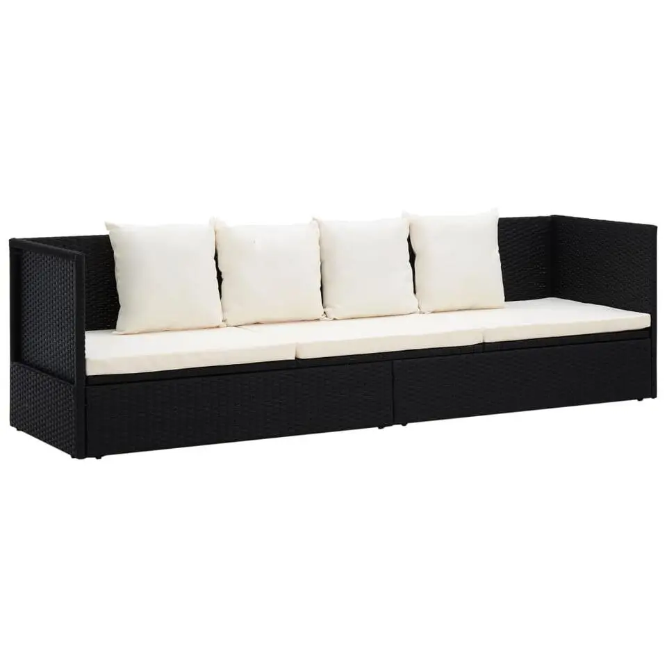 vidaXL - Loungebank - Zwart - Poly rattan