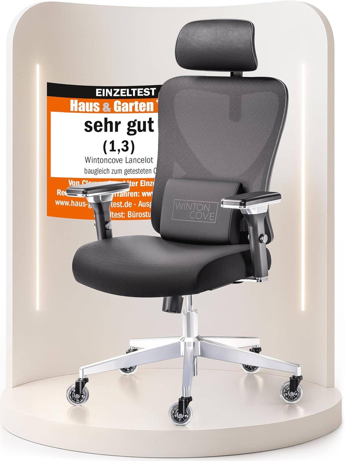 Lancelot Bürostuhl Ergonomisch [VERGLEICHSSIEGER] Bürostuhl Testsieger | Schreibtischstuhl Ergonomisch | Komfortabler Gaming Stuhl | Drehstuhl 150kg für höchsten Komfort