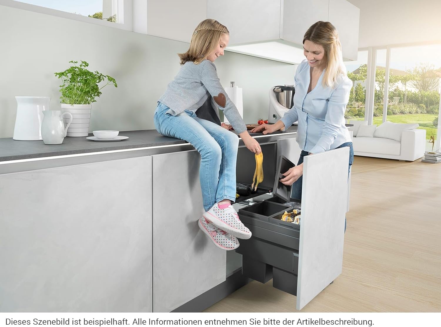 Hailo Abfallsammler Auszug 3608631 | für 60cm Unterschrank | Cargo Synchro 3fach 54 Liter | Dunkelgrau