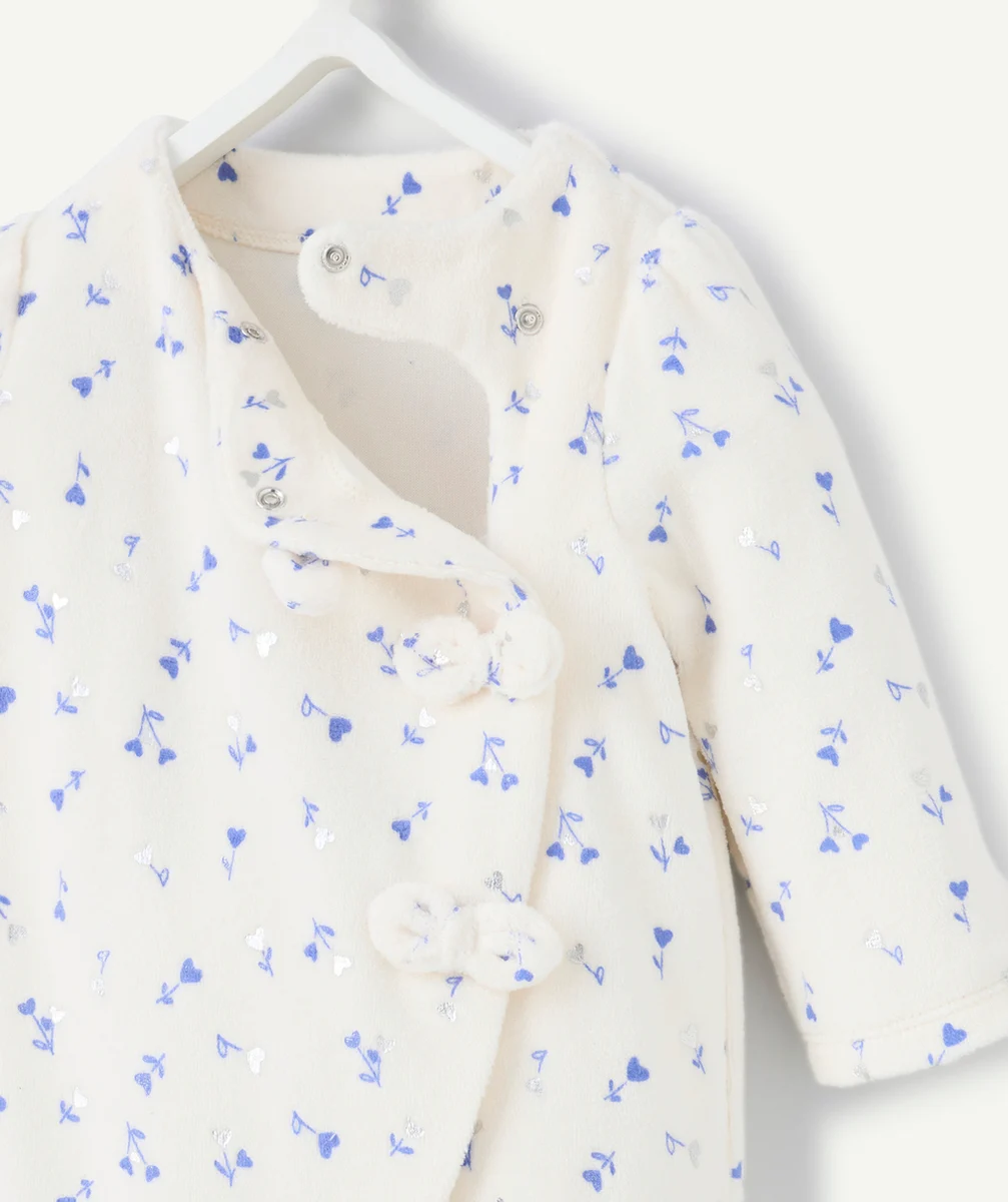 dors bien bébé fille en coton bio tout doux imprimé petites fleurs bleues