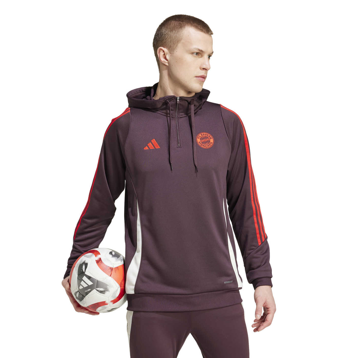 Adidas Bayern München Track Hoodie 2024-2025 Bordeauxrood Rood Wit