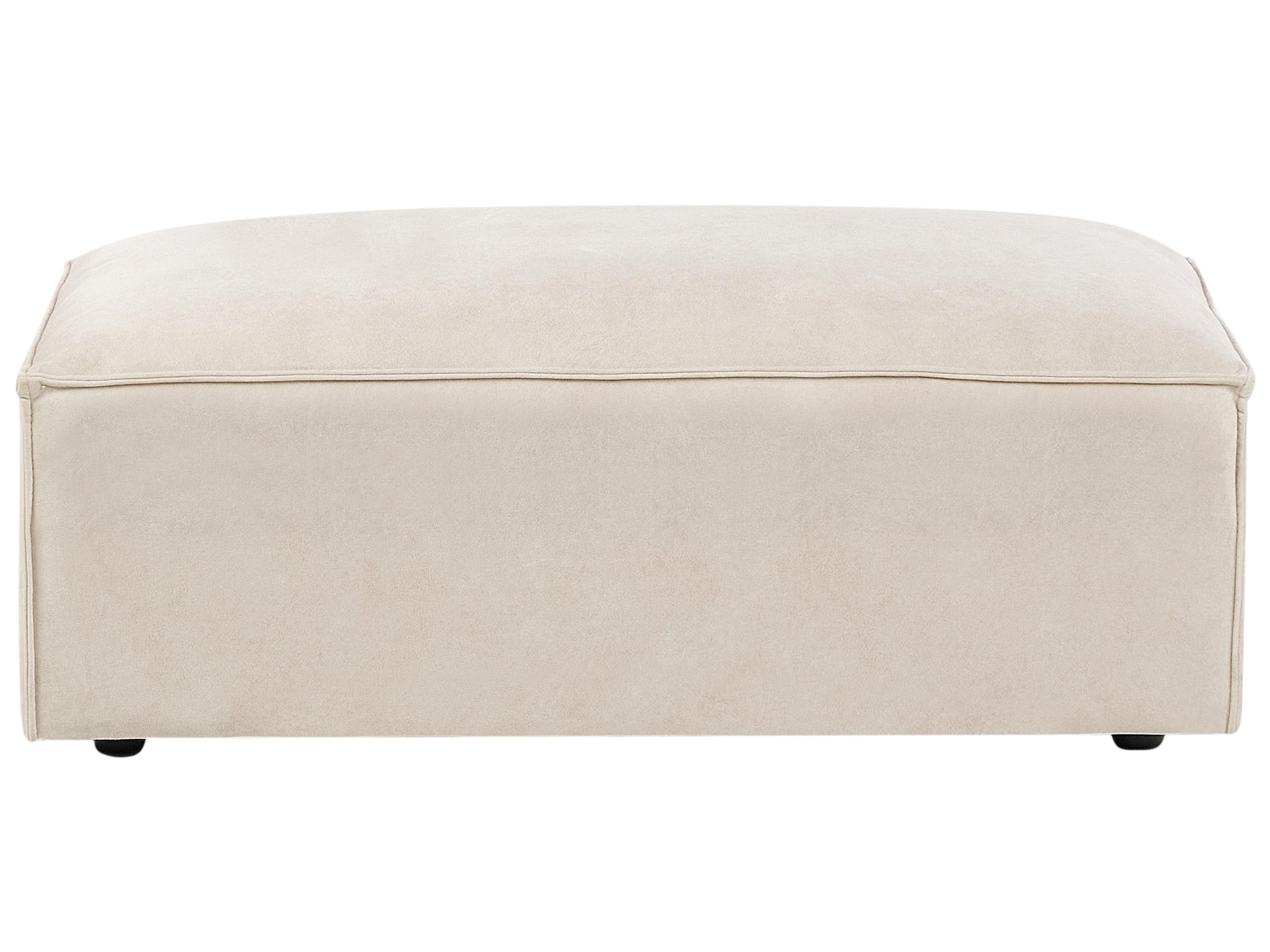 Modulaire hoekbank 3-zits HELLNAR Fluweel Lichtbeige met ottomaan linkszijdig