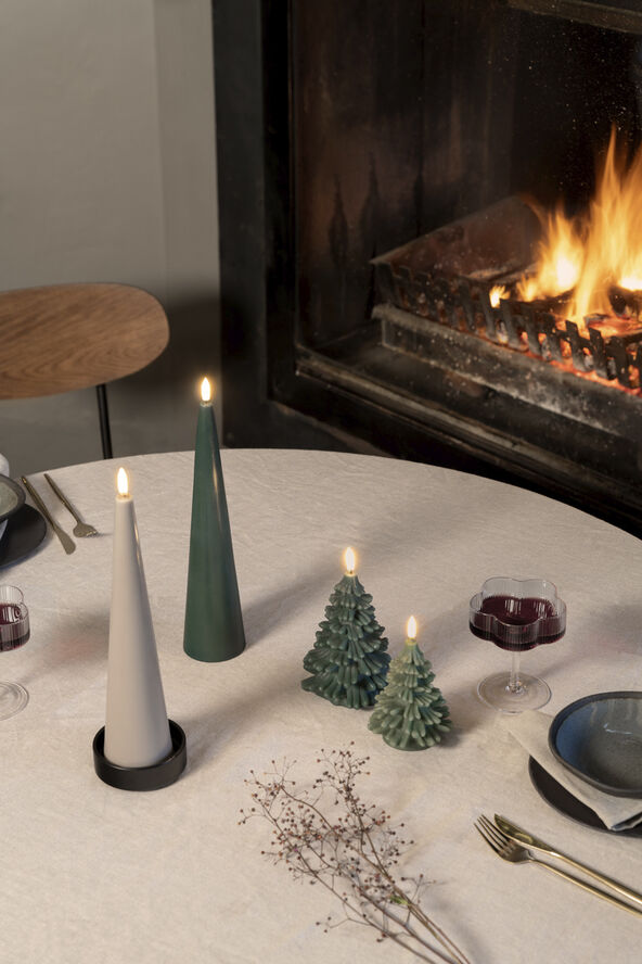 Uyuni LED candle Christmas tree, Olive green, Smooth, 9x12 cm Olive green