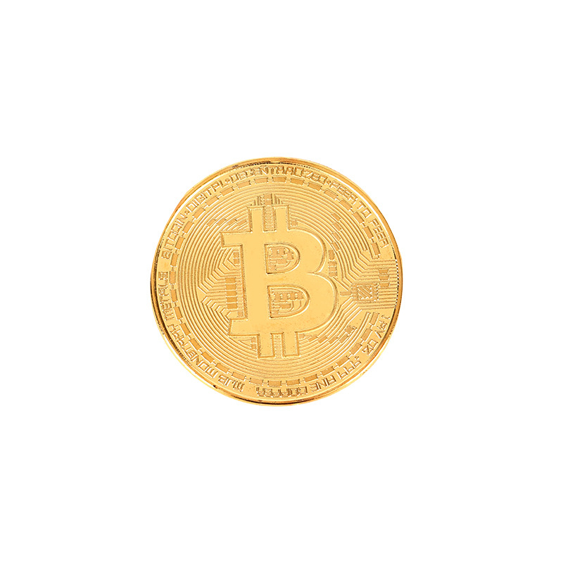 (Ø38mm) Bitcoin BTC Krypto Münze Souvenir Sammlerstück inkl. Münzkapsel - Gold