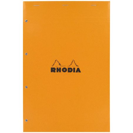 Bloc de bureau Rhodia 21 x 31,8 cm agrafé orange n°20 - 5 x 5 - 80 feuilles perforées