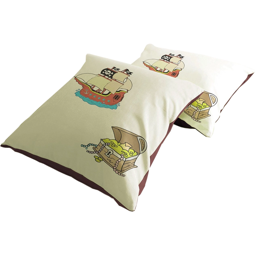 TICAA Kissen 2er Set für Kinder Pirat Braun-Beige