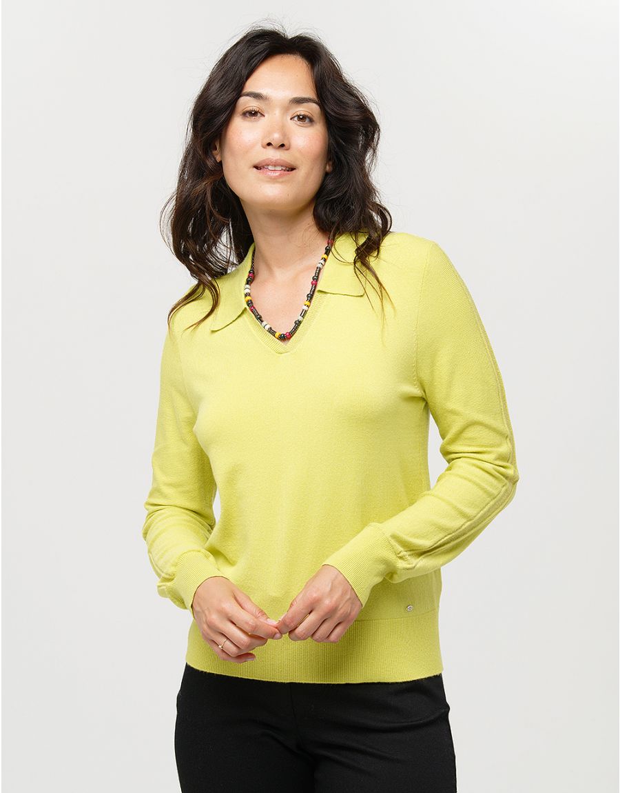 Pull vert anis col polo