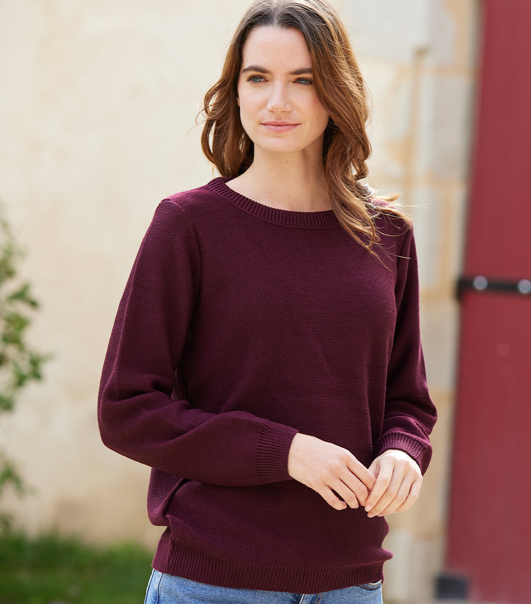 Pull Femme Laine Bordeaux - Julie