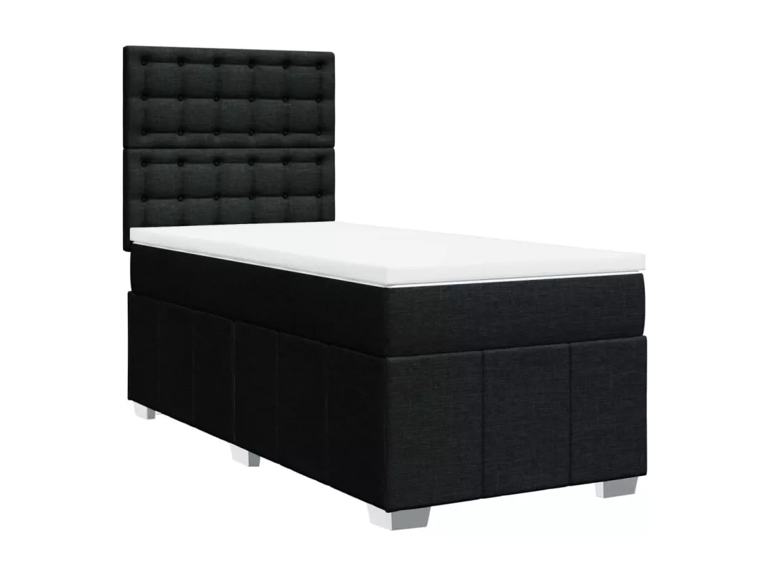 Sommier à lattes de lit avec matelas Noir 90x190 cm Tissu
