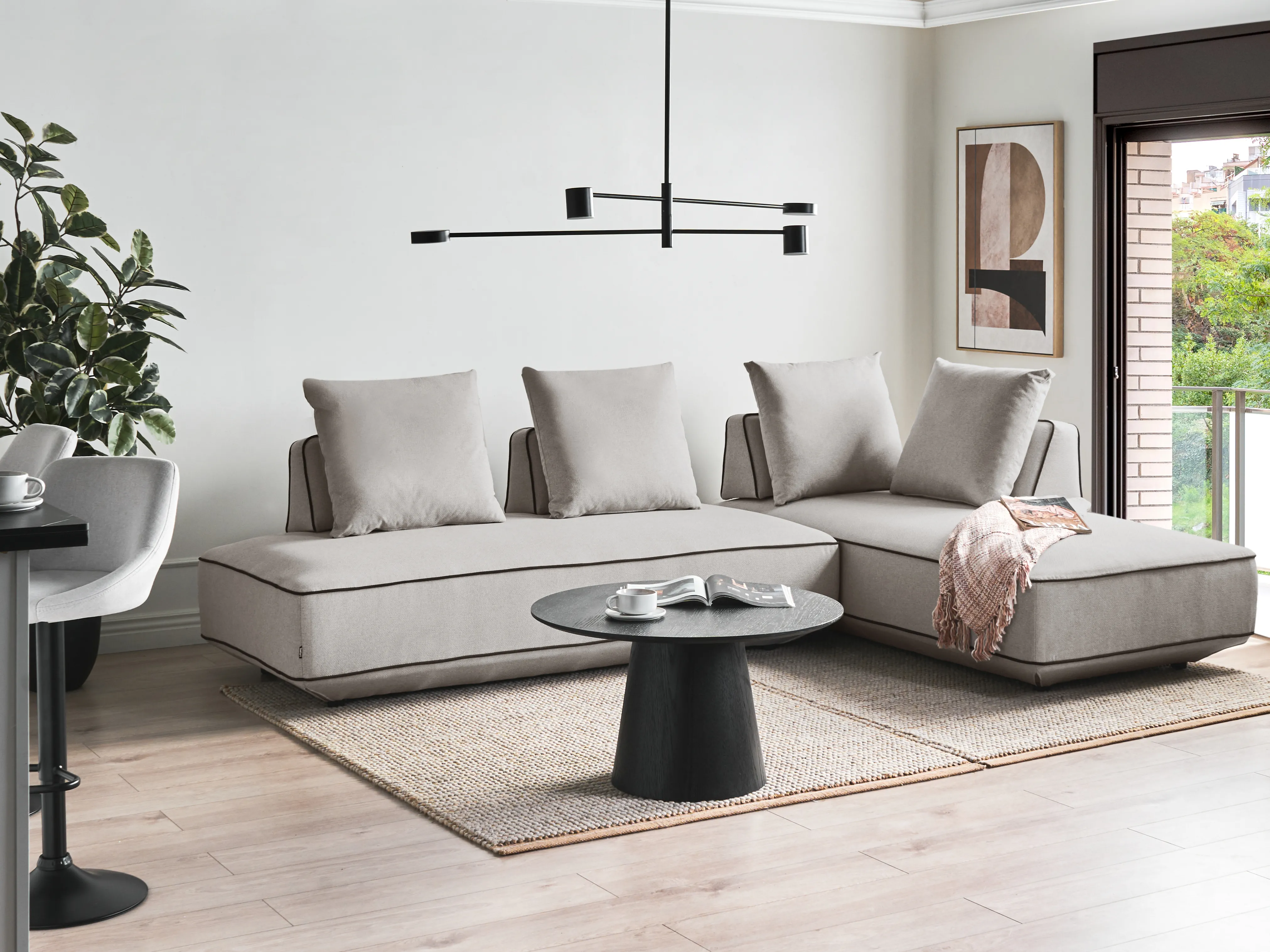 Chaise longue SEILLANS Stof Lichtgrijs