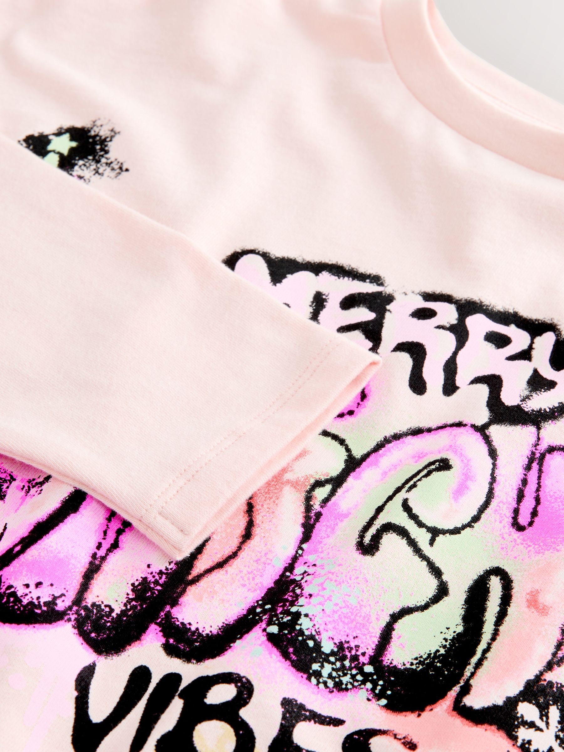 Roze Kerstmis graffiti - Top met lange mouwen (3-16jr)
