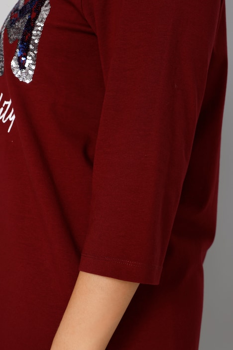 Longshirt, Pailletten-Schriftzug, Zipfelsaum