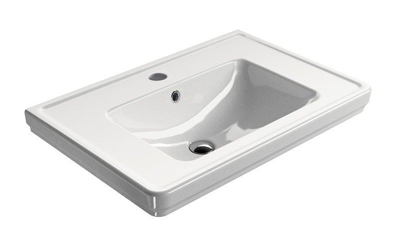 Sapho Classic keramische wastafel 75x50cm met kraangat nano coating