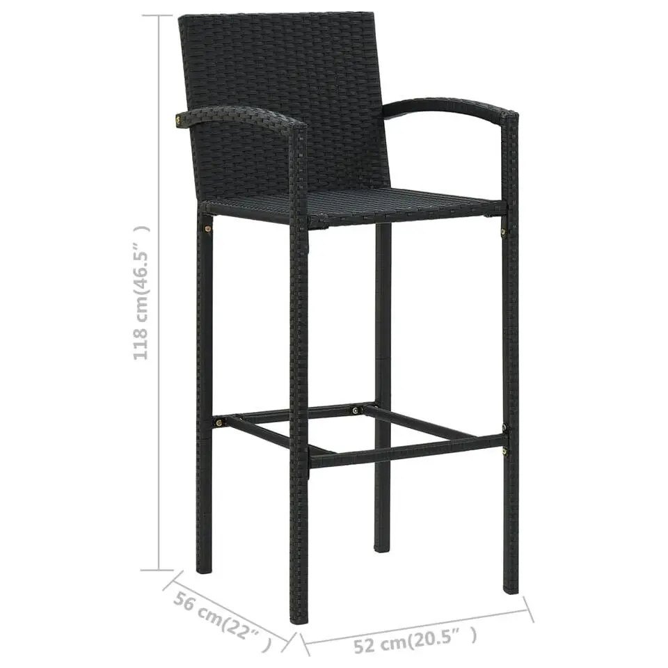 vidaXL - Tuinset - Zwart - Poly rattan