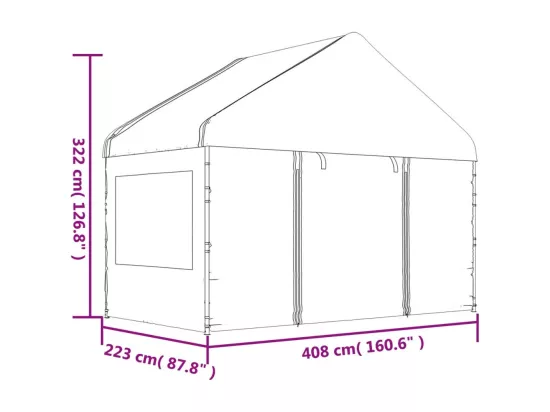 Belvédère avec toit blanc 17,84x4,08x3,22 m polyéthylène