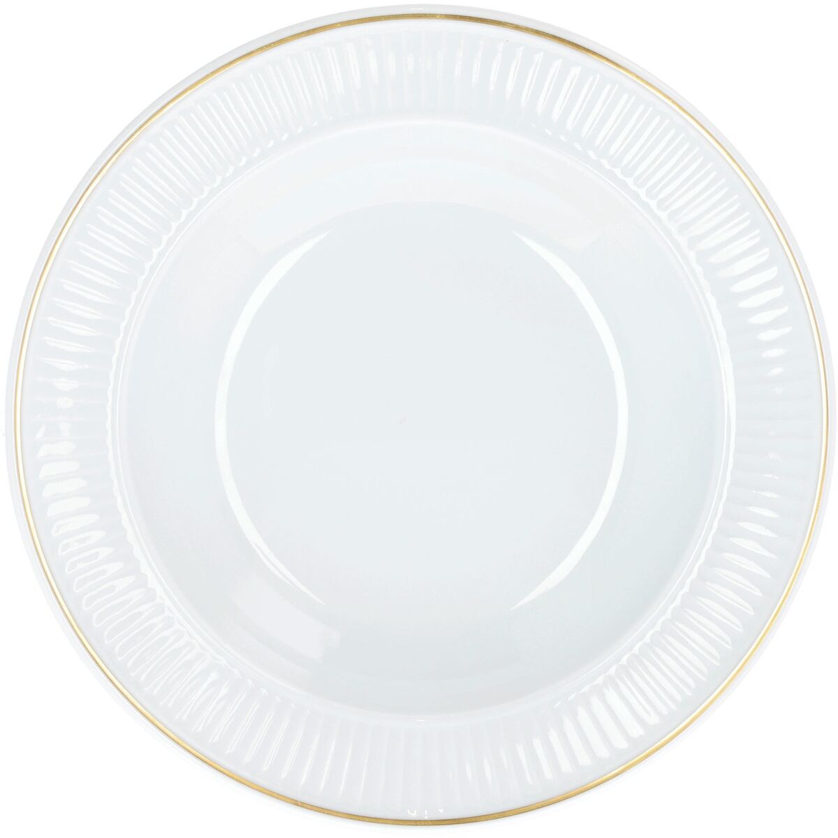 Plissé dyp tallerken 22 cm, hvit/gull