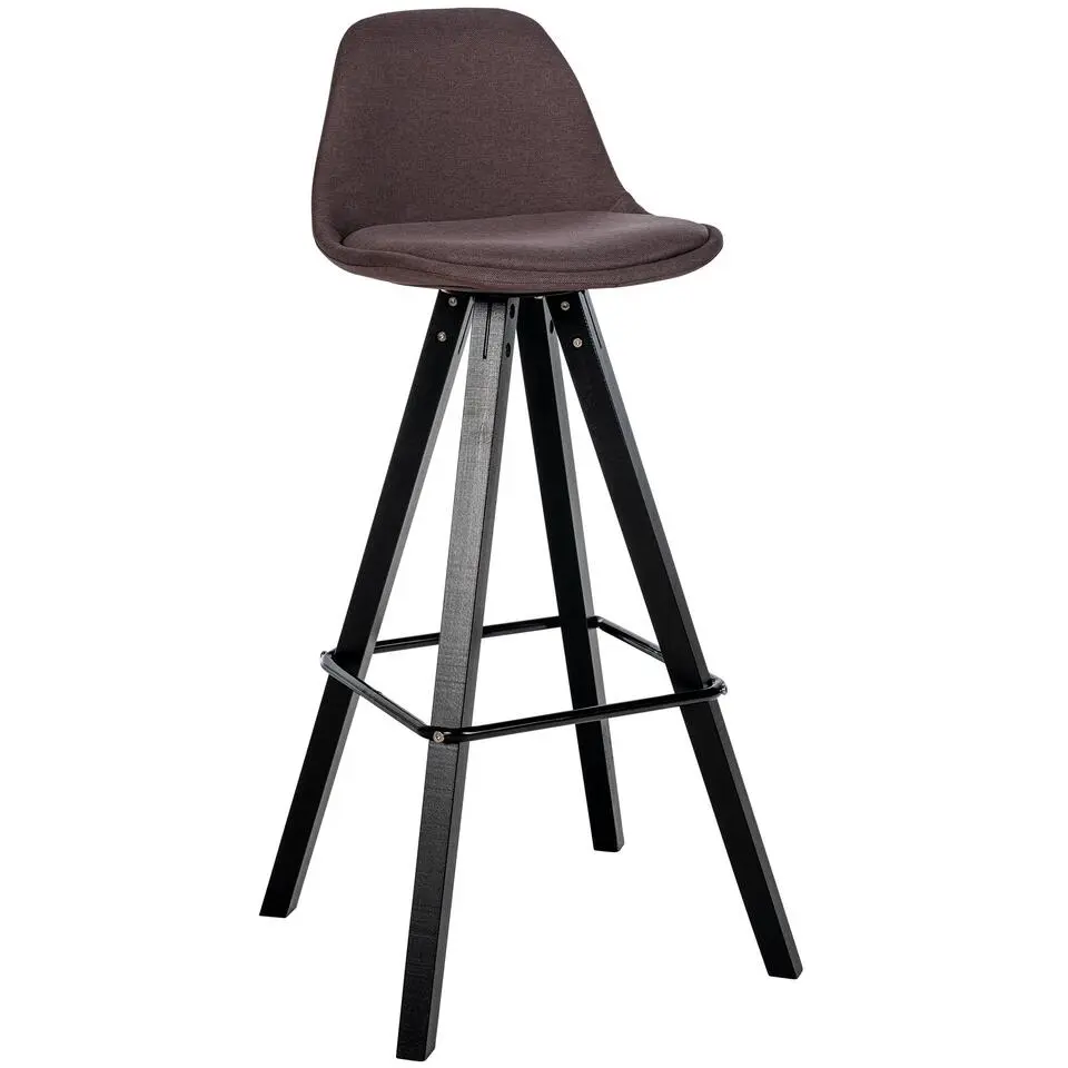 CLP Barkruk Corbin zwart Frame - Stof - bruin