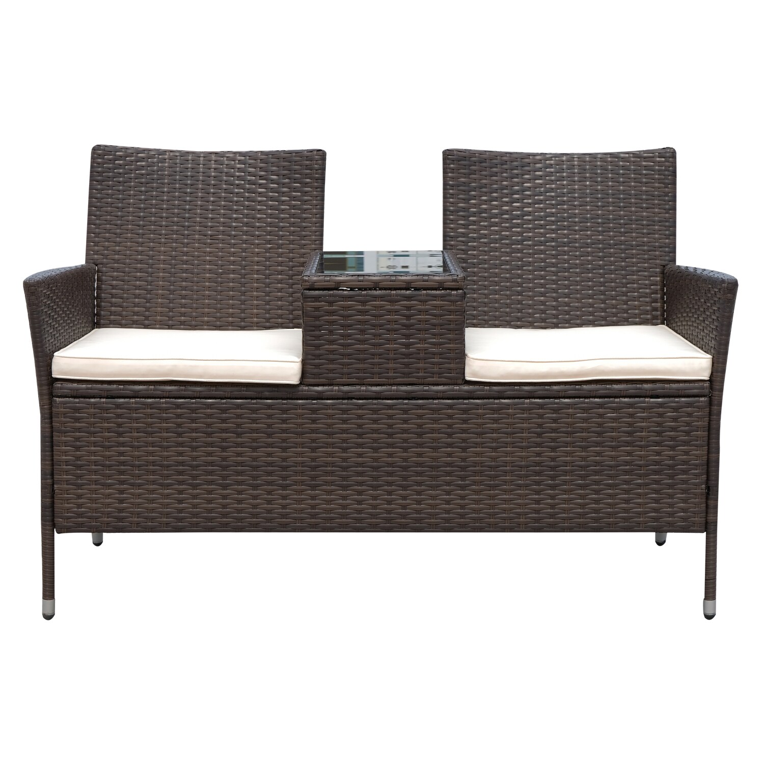 Outsunny Polyrattan Gartenbank 133 x 63 x 84 cm (LxBxH)