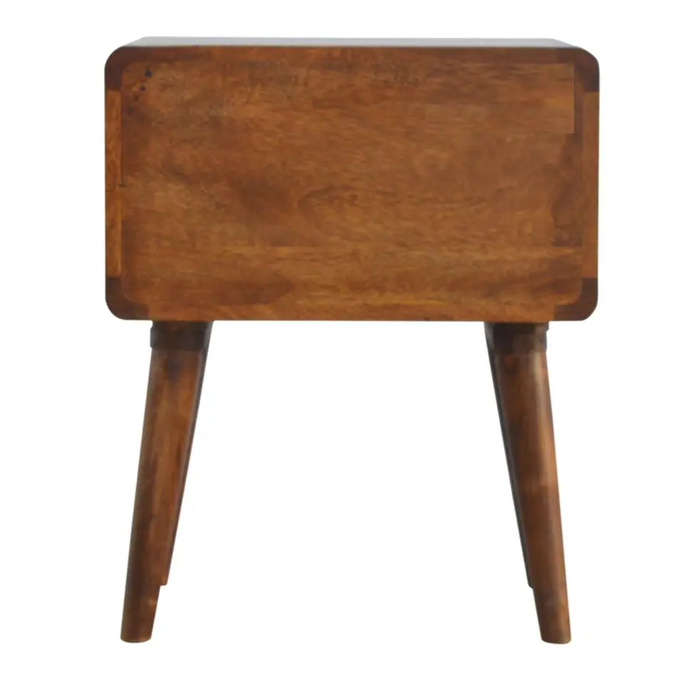 Artisan Furniture Massief Houten Gebogen Nachtkastje met Laden