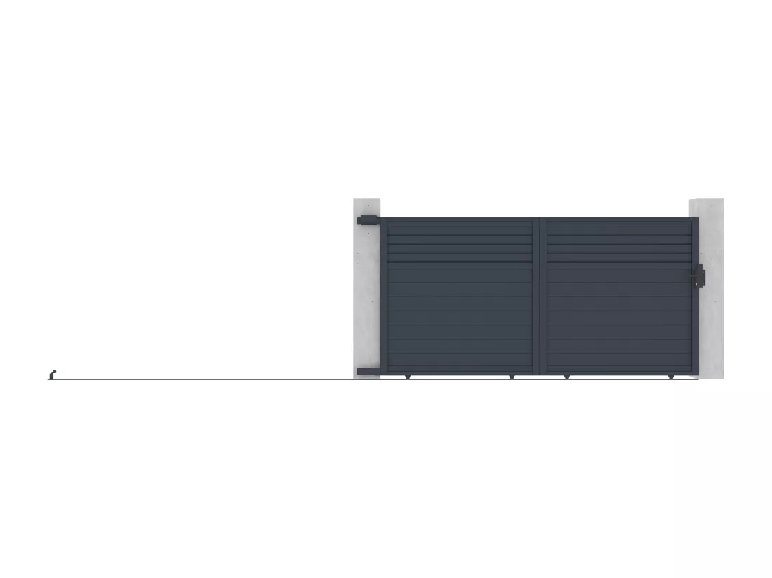 Portail coulissant aluminium persien L374 x H180 cm anthracite - VIAZO
