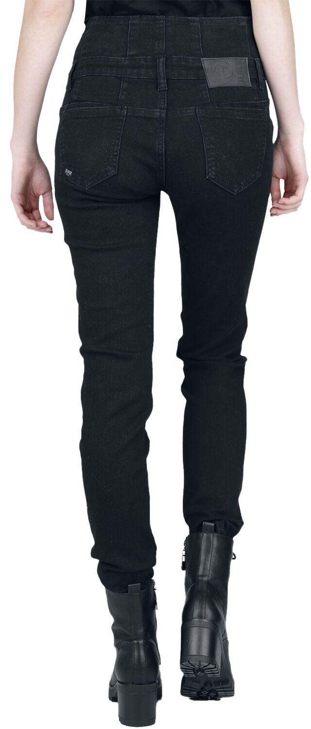 Double Button Placket Jeans | Black Premium by EMP Pantalon en toile