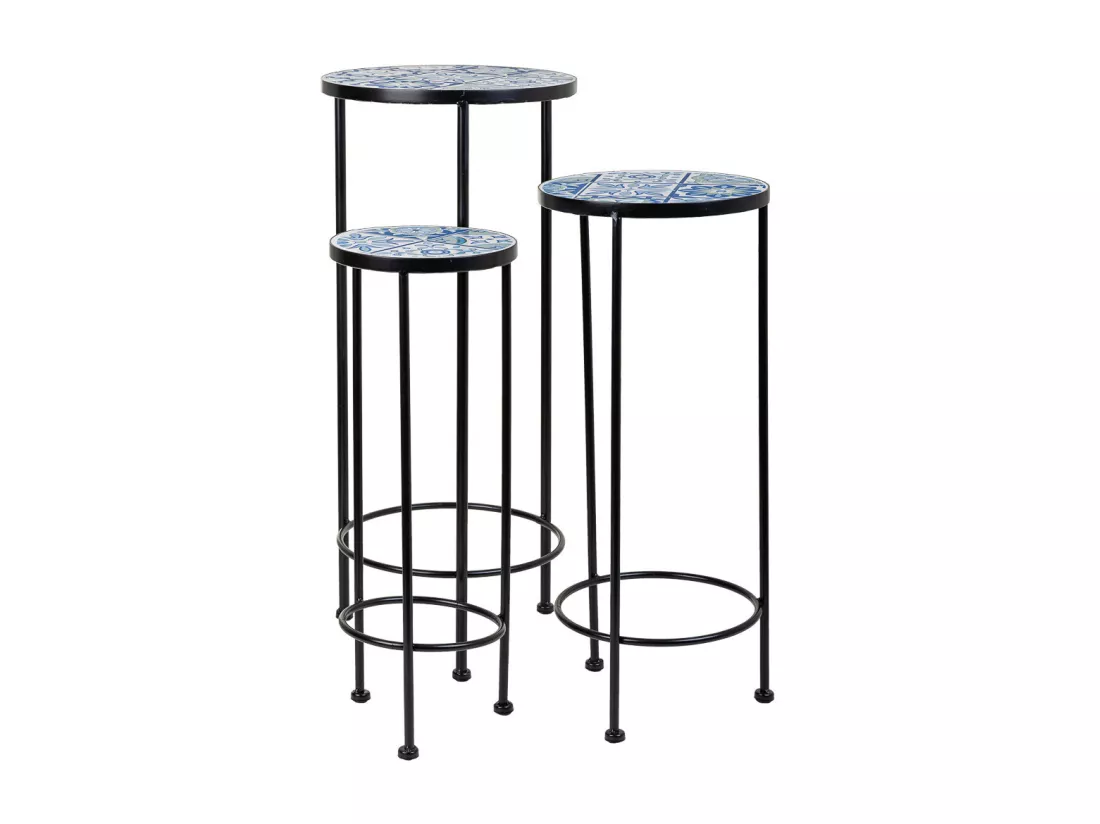 Ensemble de 3 supports en mosaïque et métal noirs