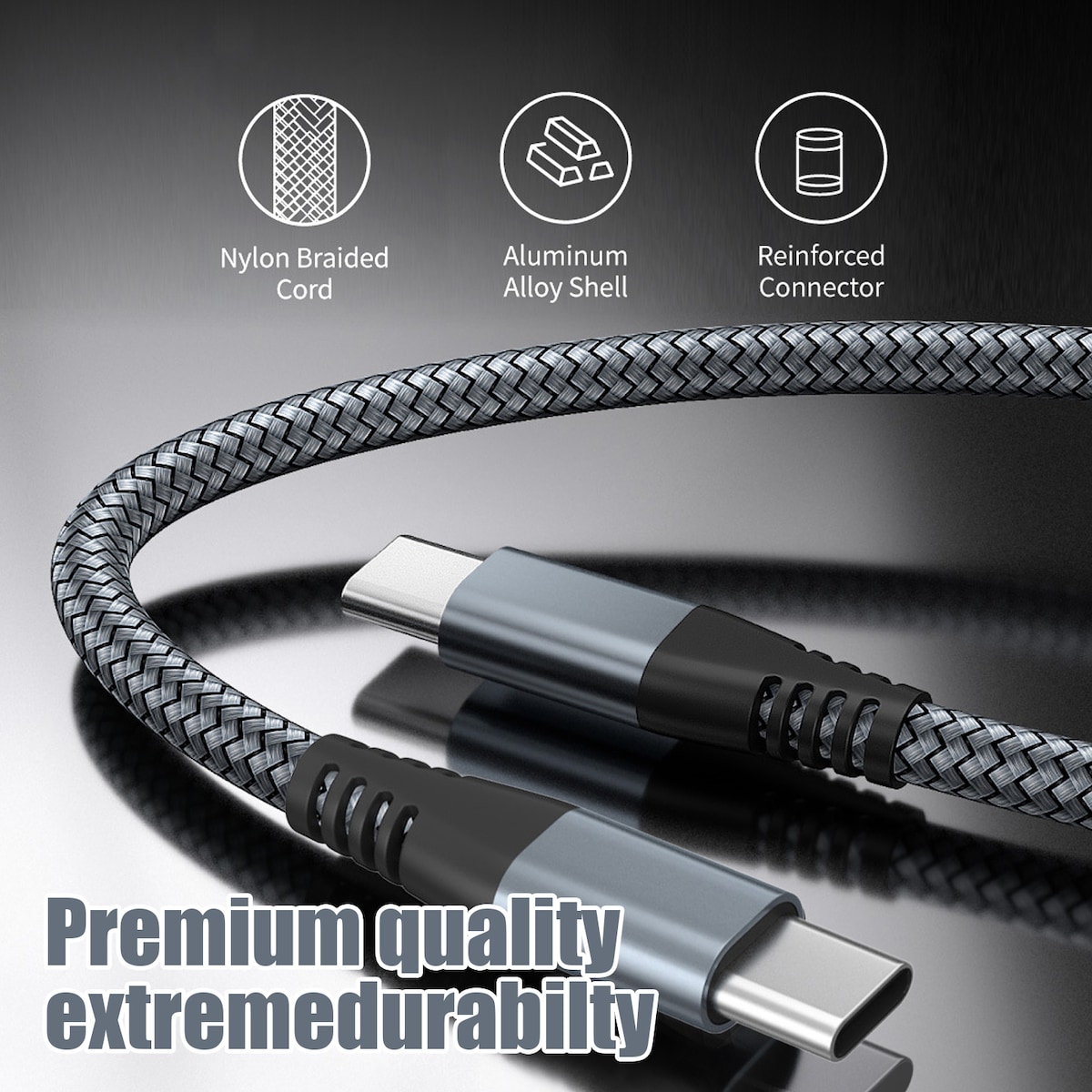 USB-C ladekabel 60 W hurtiglading Grå 1 m