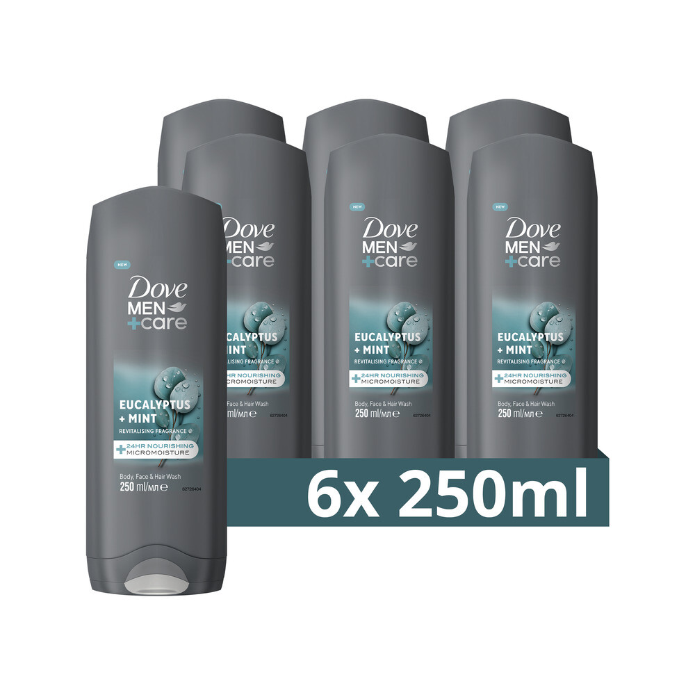 6x Dove Douchegel Men+ Care Eucalyptus + Mint250 ml