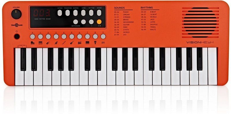 VISIONKEY-1 - Mini Elektrisch Keyboard - Oranje - 37 Toetsen - Draagbaar