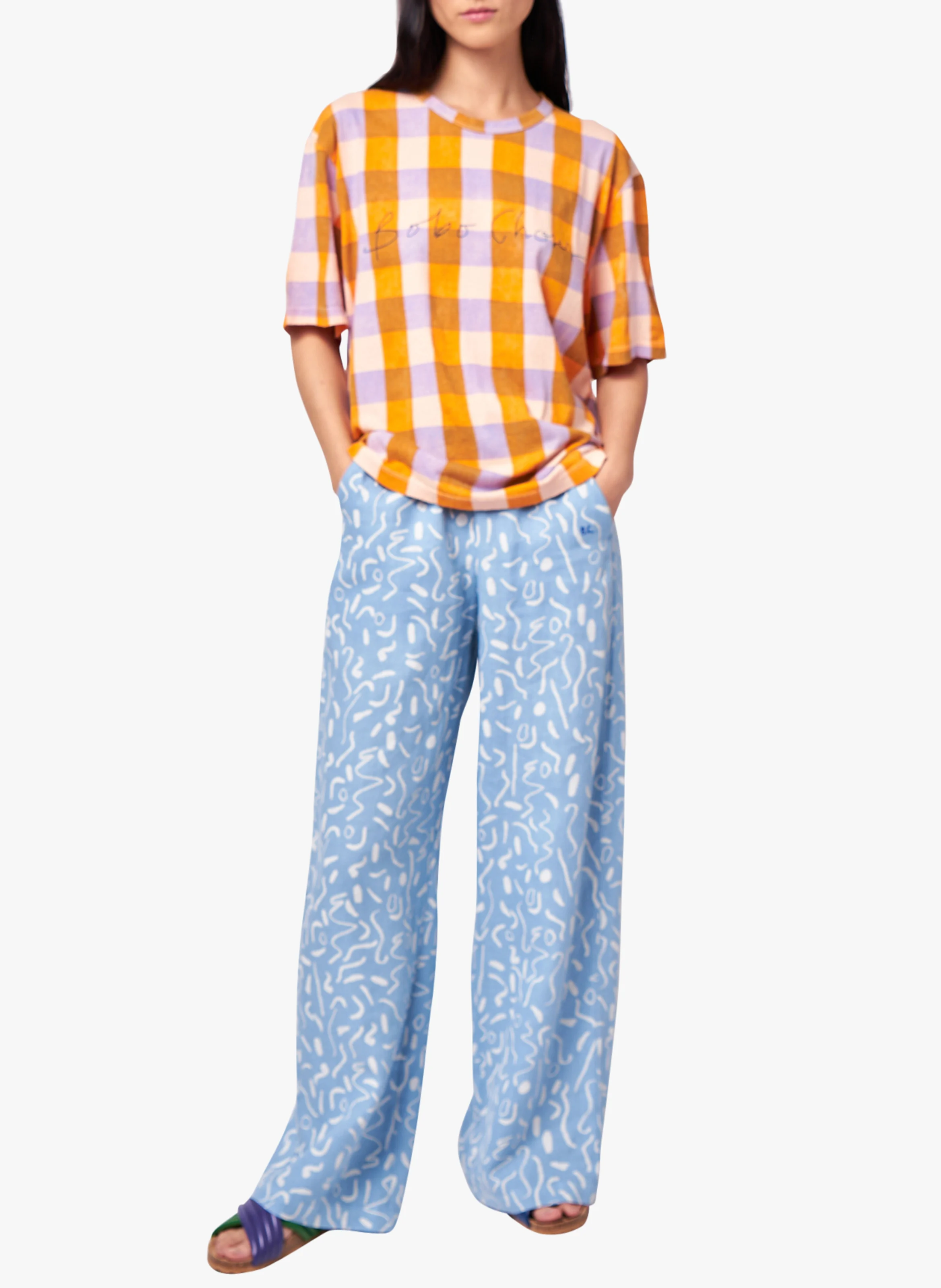 Pantalon droit imprimé | Bleu