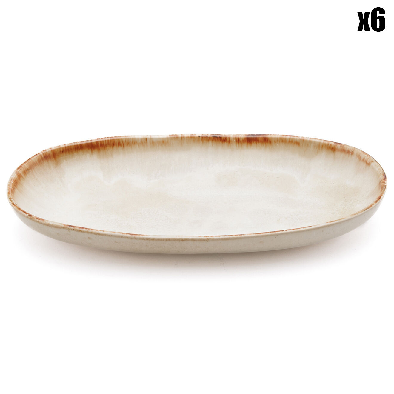 Bazar Bizar 6 Assiettes ovales Cascais blanches - 24x13 cm