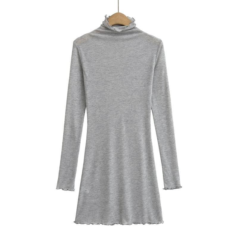 Ulark - Mini-jurk met lange mouwen en coltrui en gebloemde rand