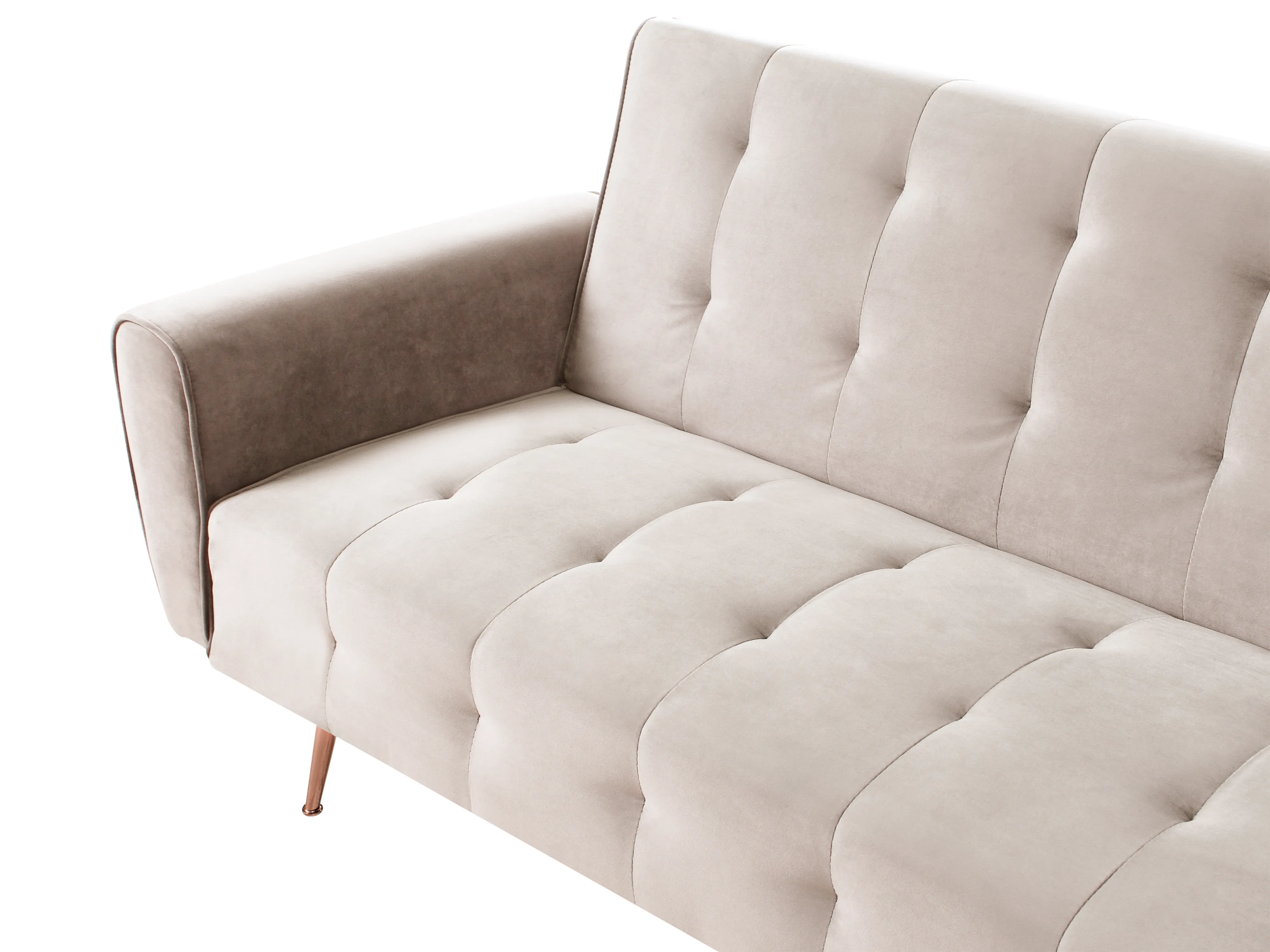 Slaapbank 3-zits SELNES Fluweel Lichtbeige