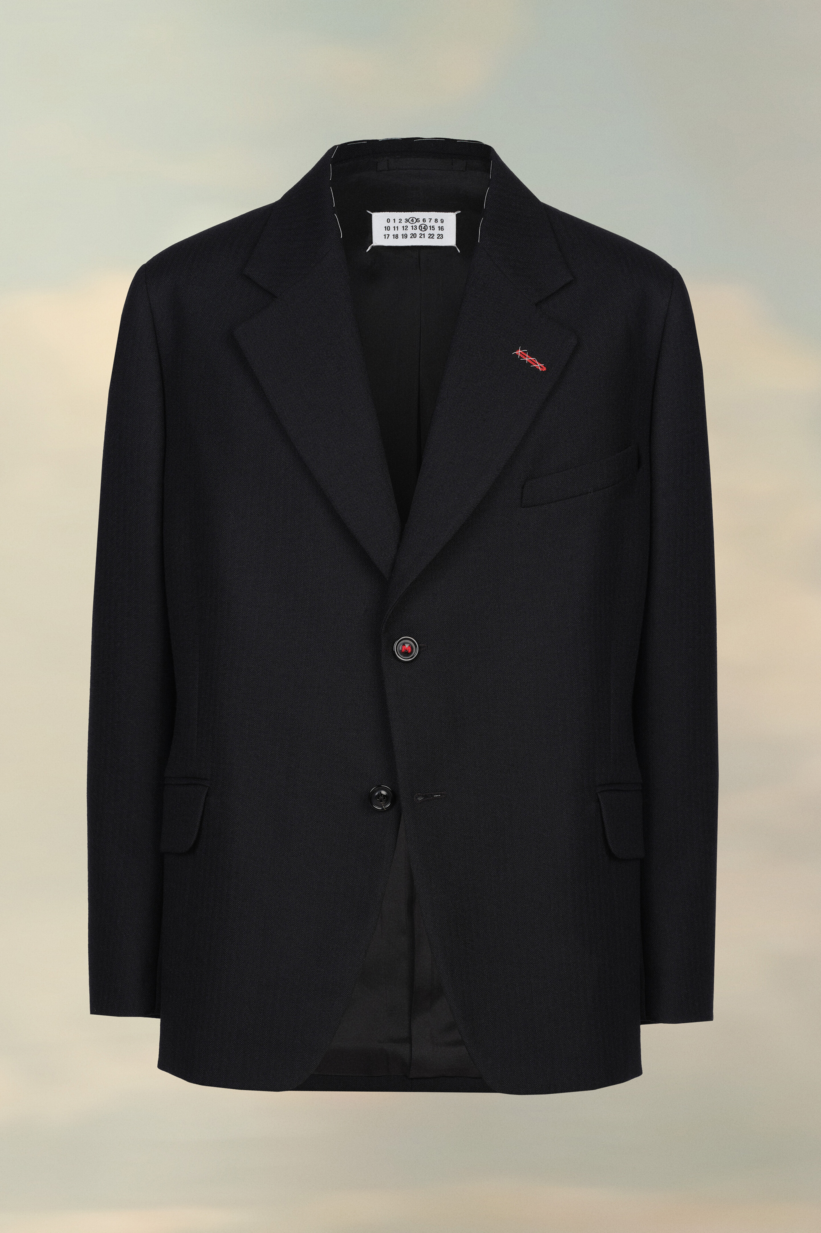 Blazer en laine à chevrons Noir