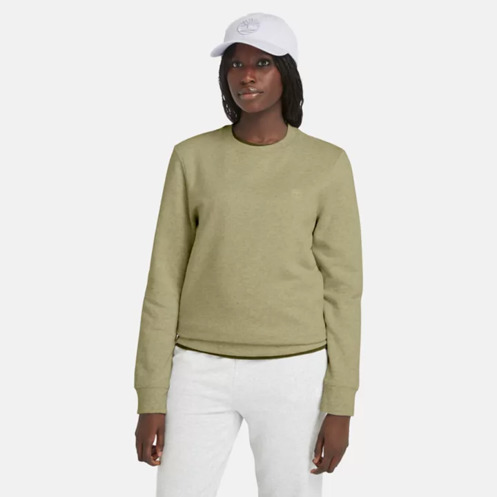 Sweat à col rond et envers brossé pour femme en vert
