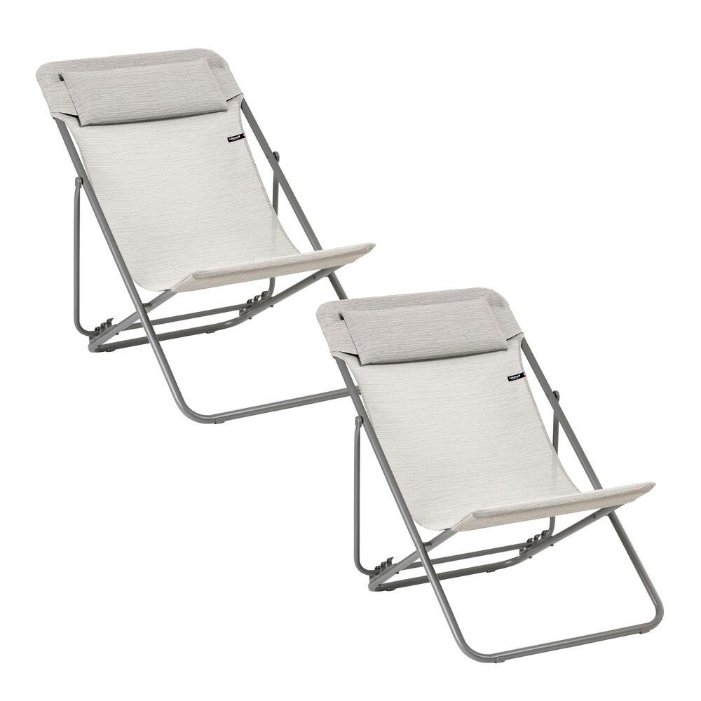 Set aus 2 klappbaren Liegestühlen mit Kopfkissen Maxi Transat + Batyline® Duo Galet