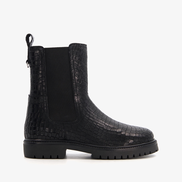 Groot leren meisjes Chelsea boots met crocoprint