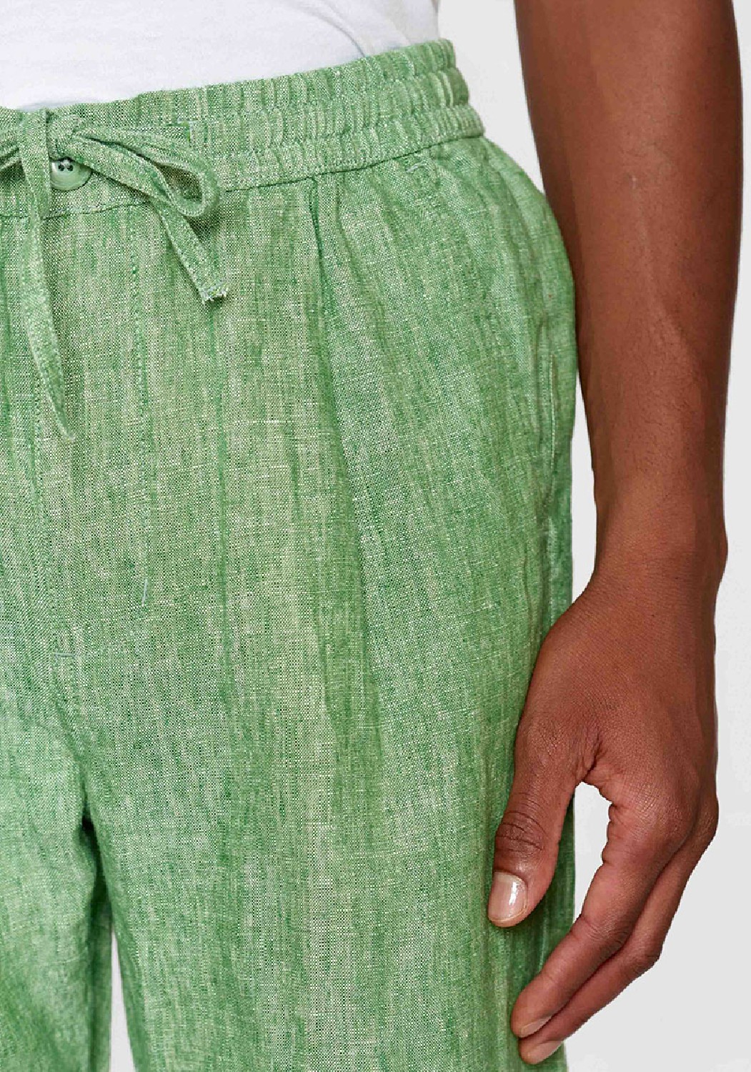 Knowledge Cotton Apparel Leinenhose Fig Loose Linen Pants Shale Green