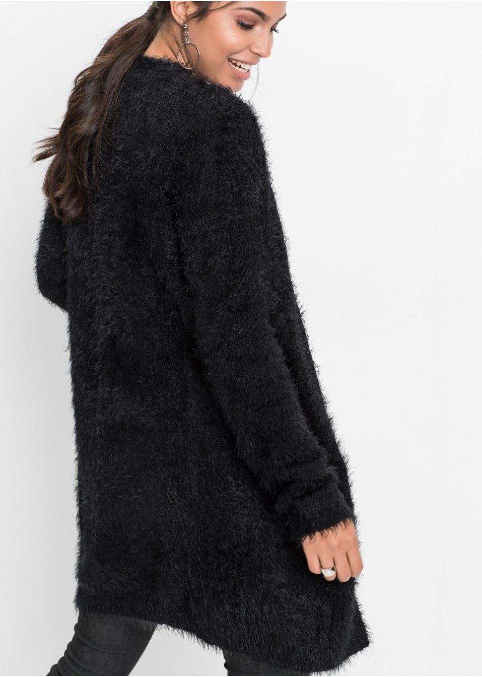 Gilet long en maille duveteux
