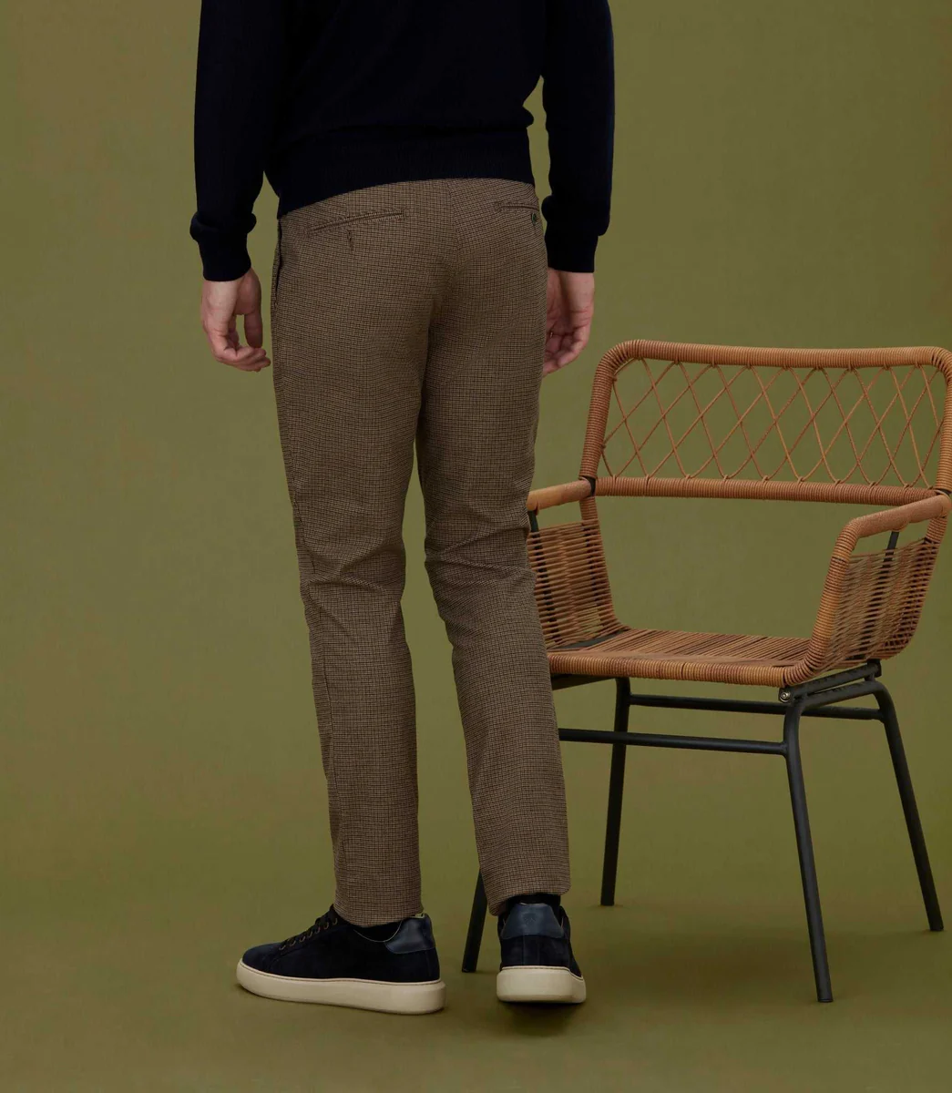 Pantalon chino esprit lainage beige foncé 