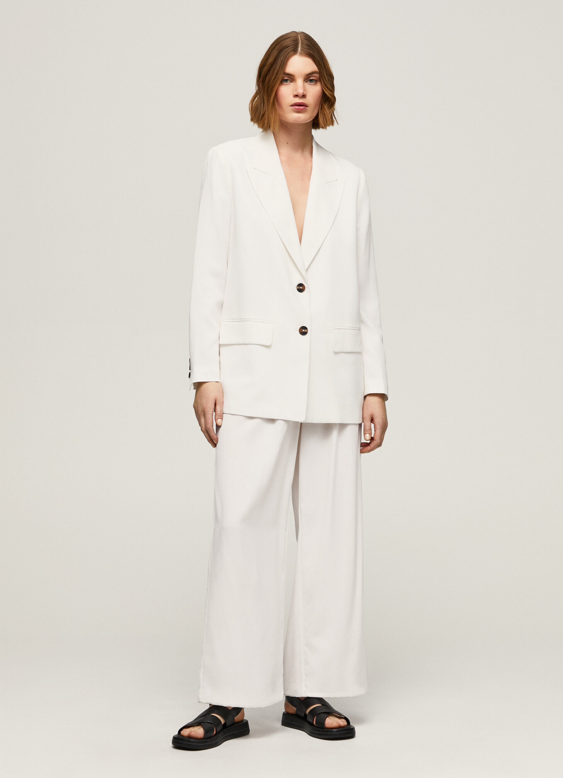 Blazer de linho com corte relaxado - branco