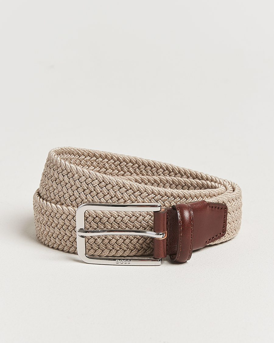 BOSS BLACK Clorio Elastic Woven Belt Light Beige