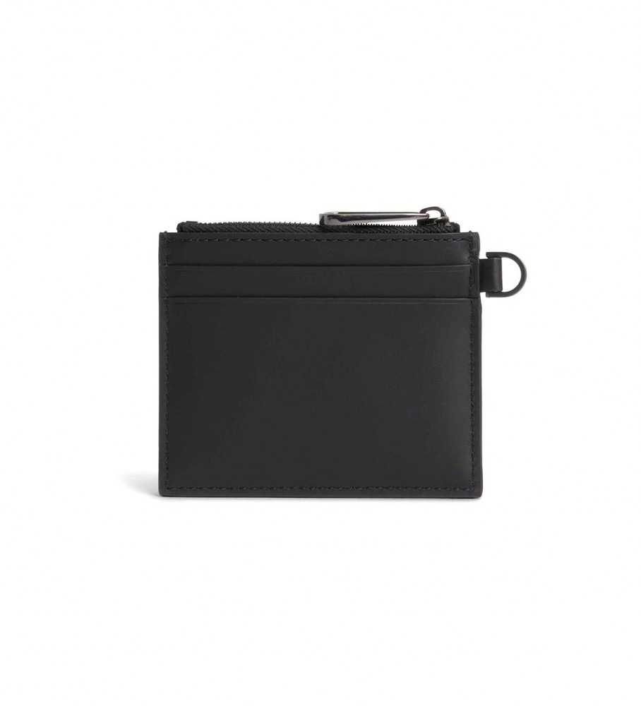 Conjunto de porta-cartões de couro Calvin Klein, preto