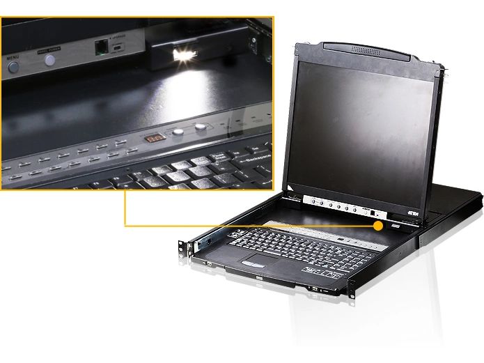 Aten KVM-Konsole CL5816N 16-Port PS/2-USB VGA Dual Rail LCD KVM Switch